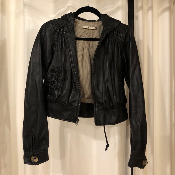 Mike & Chris Hooded Leather Jacket - Picture 2 of 7
